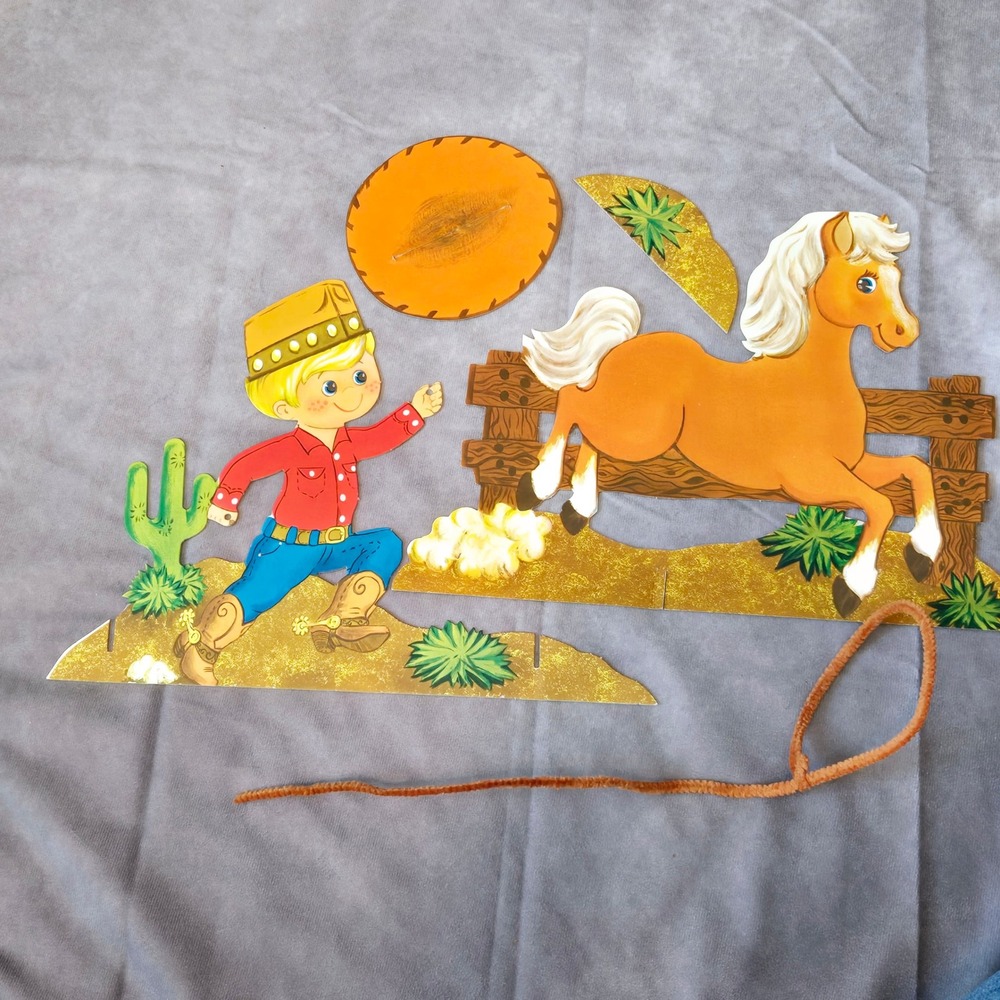 Freckles Cowboy Horse Centerpiece Hallmark Cardboard 3D Vintage Party